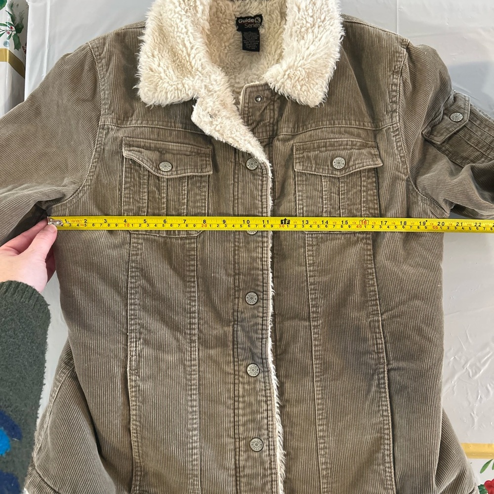 Women's Tan Bomber Jacket with Faux Shearling Collar - Picture 4 of 6